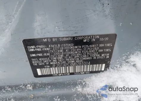 2021 Subaru Crosstrek Premium z USA, uszkodzony, nr VIN JF2GTAPC4M8281014